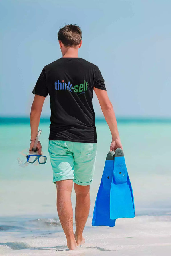 Unisex T-Shirt, Logo "think-self" 250x86mm Backside