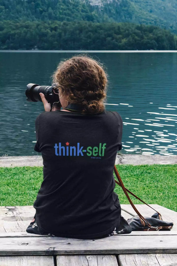 Unisex T-Shirt, Logo "think-self" 250x86mm Backside