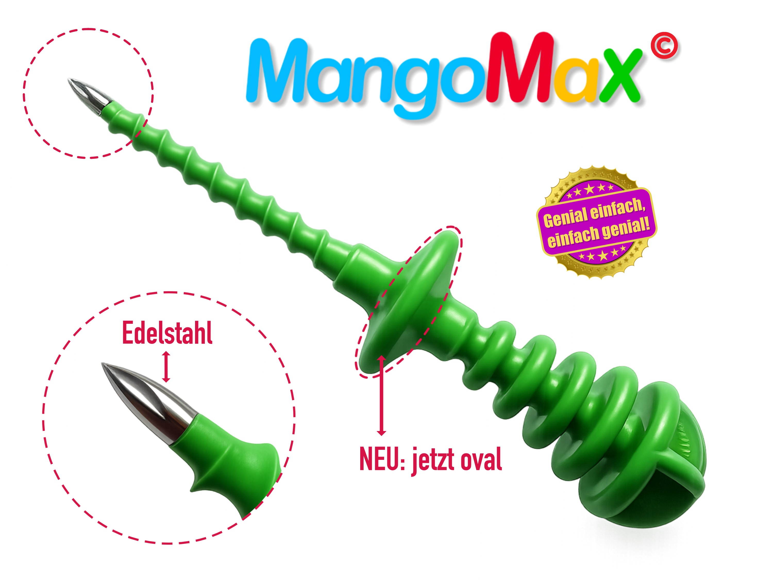 MangoMax 4.0 oval mit Edelstahlspitze