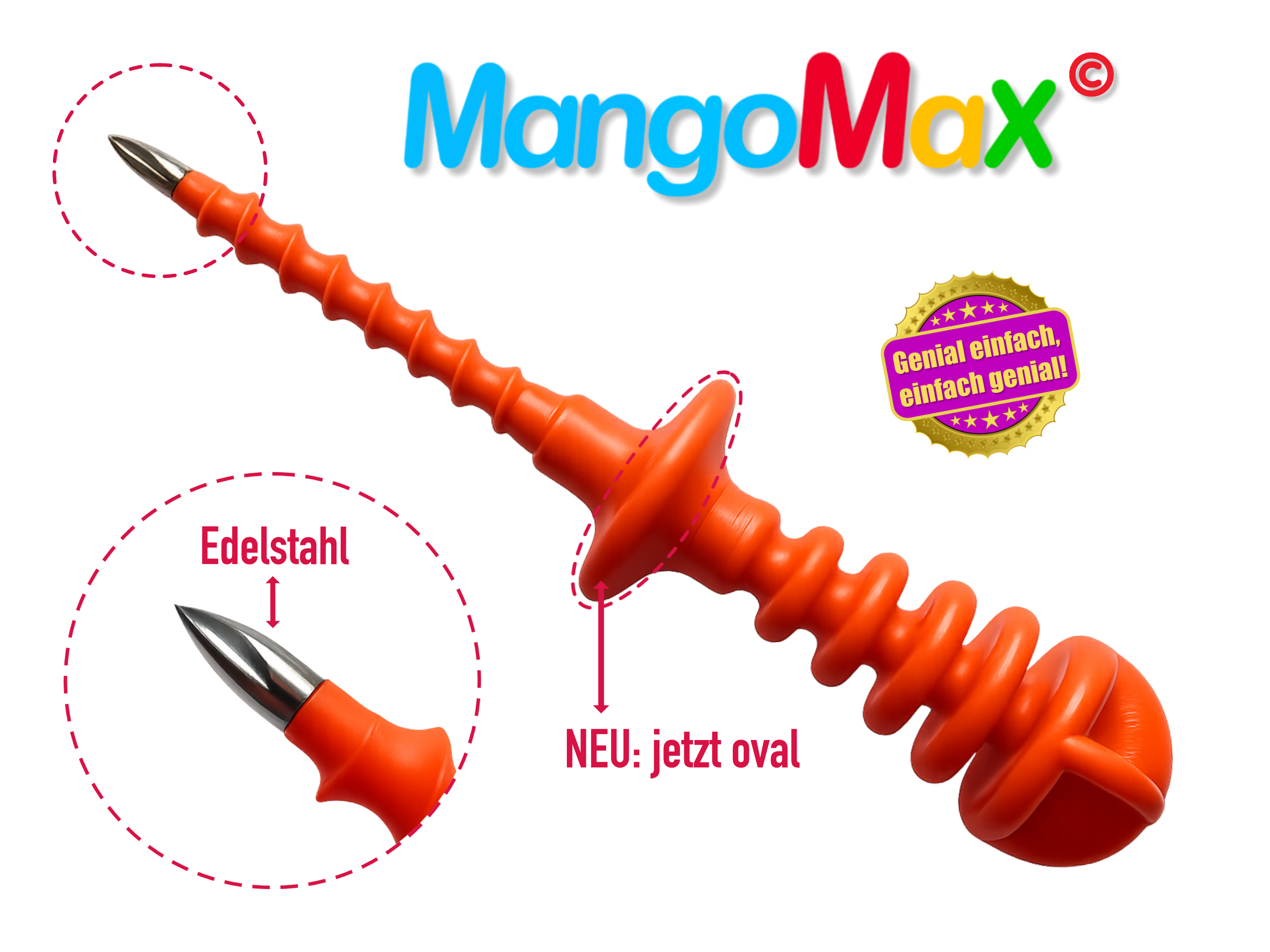 MangoMax 4.0 oval mit Edelstahlspitze